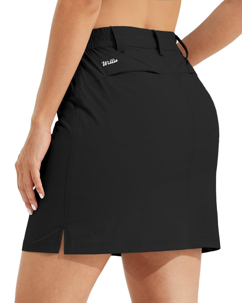 Willit Women's Skorts Golf Casual Skort Skirts UPF 50+ Quick Dry Zip Pockets Outdoor Hiking Black S - Image 3